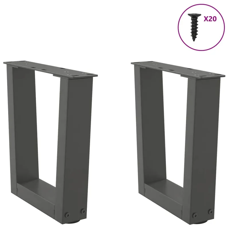 Kavos staliuko kojelės, V formos, 2 vnt., antracito spalvos, 40x(30-31,3) cm, plienas
