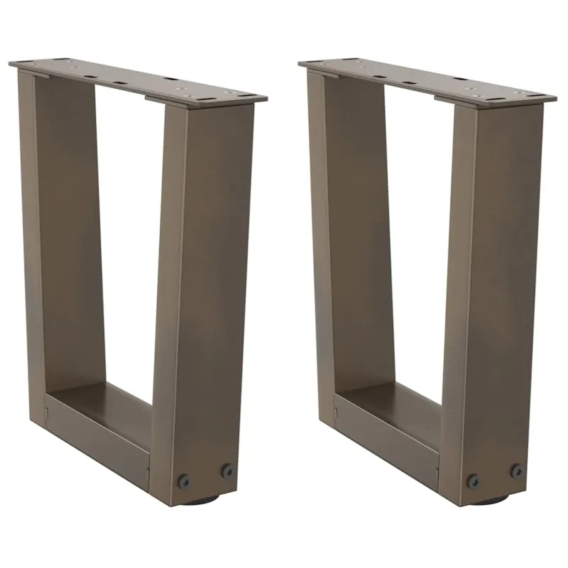 Kavos staliuko kojelės, V formos, 2 vnt., natūralus plienas, 40x(30-31,3) cm, plienas