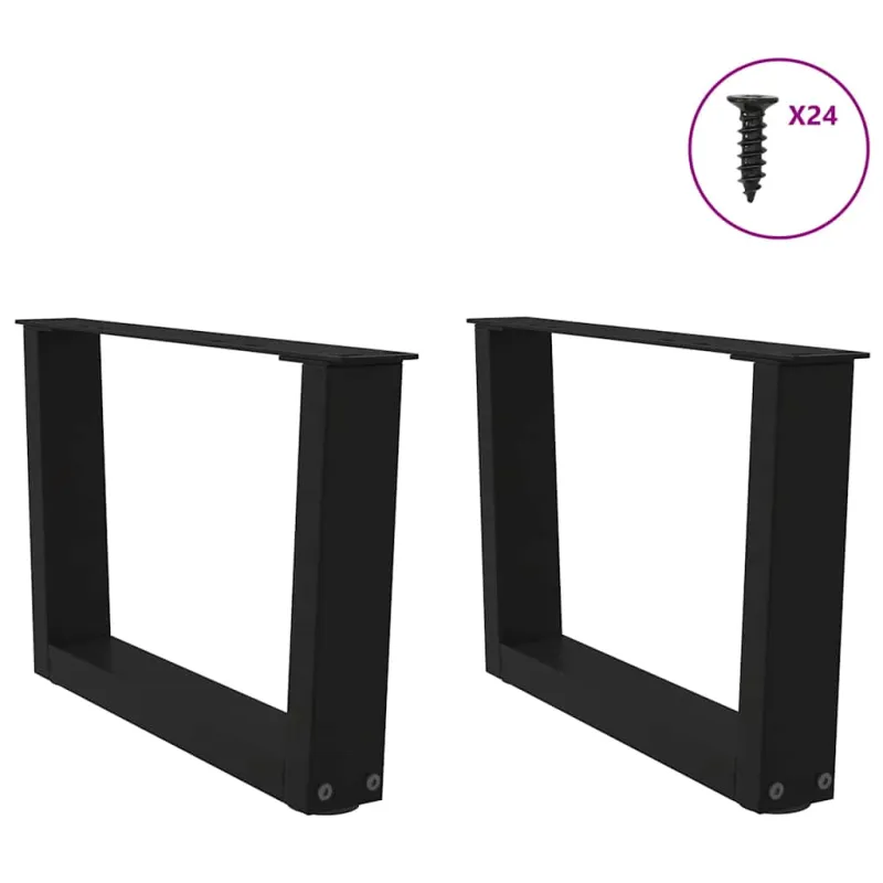 Kavos staliuko kojelės, V formos, 2 vnt., juodos, 50x(30-31,3) cm, plienas