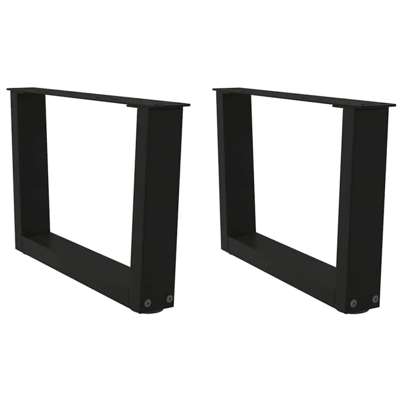 Kavos staliuko kojelės, V formos, 2 vnt., juodos, 60x(30-31,3) cm, plienas