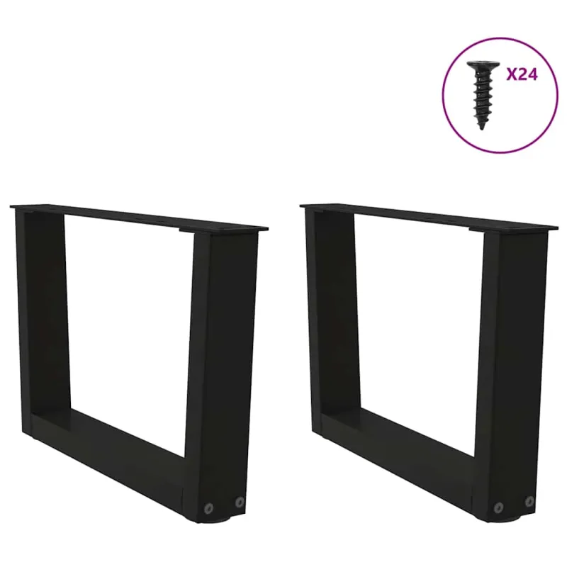 Kavos staliuko kojelės, V formos, 2 vnt., juodos, 60x(30-31,3) cm, plienas
