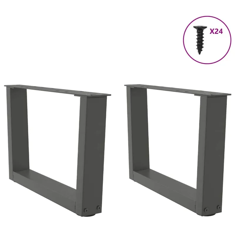 Kavos staliuko kojelės, V formos, 2 vnt., antracito spalvos, 60x(30-31,3) cm, plienas