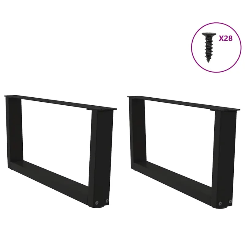 Kavos staliuko kojelės, V formos, 2 vnt., juodos, 70x(30-31,3) cm, plienas