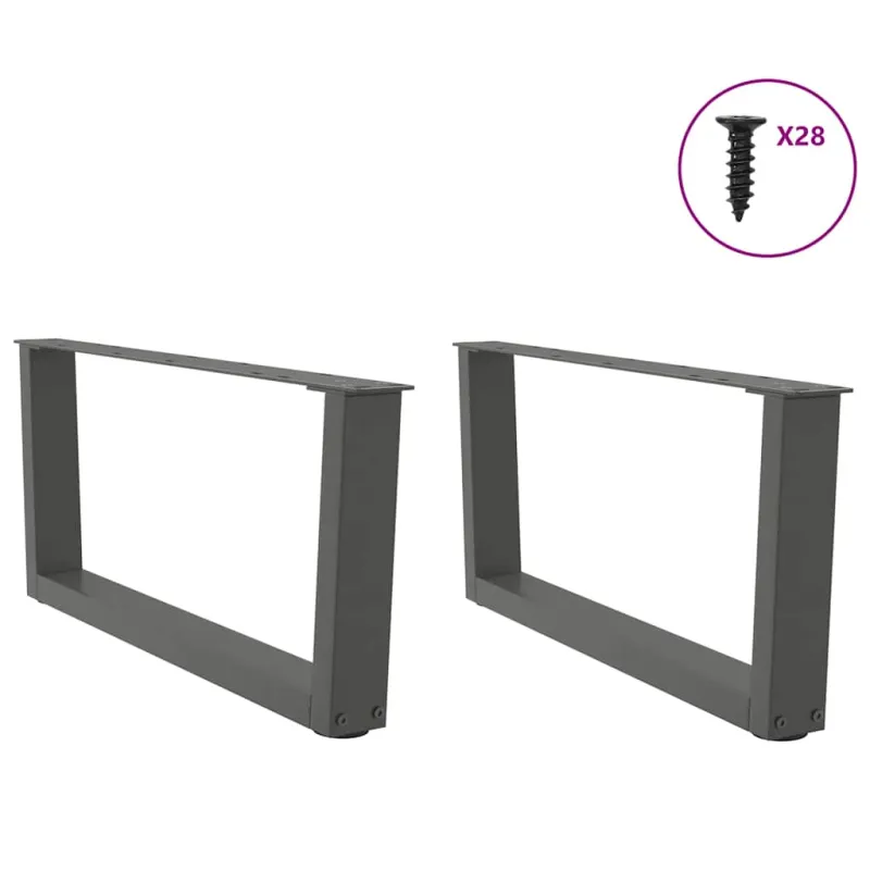 Kavos staliuko kojelės, V formos, 2 vnt., antracito spalvos, 70x(30-31,3) cm, plienas