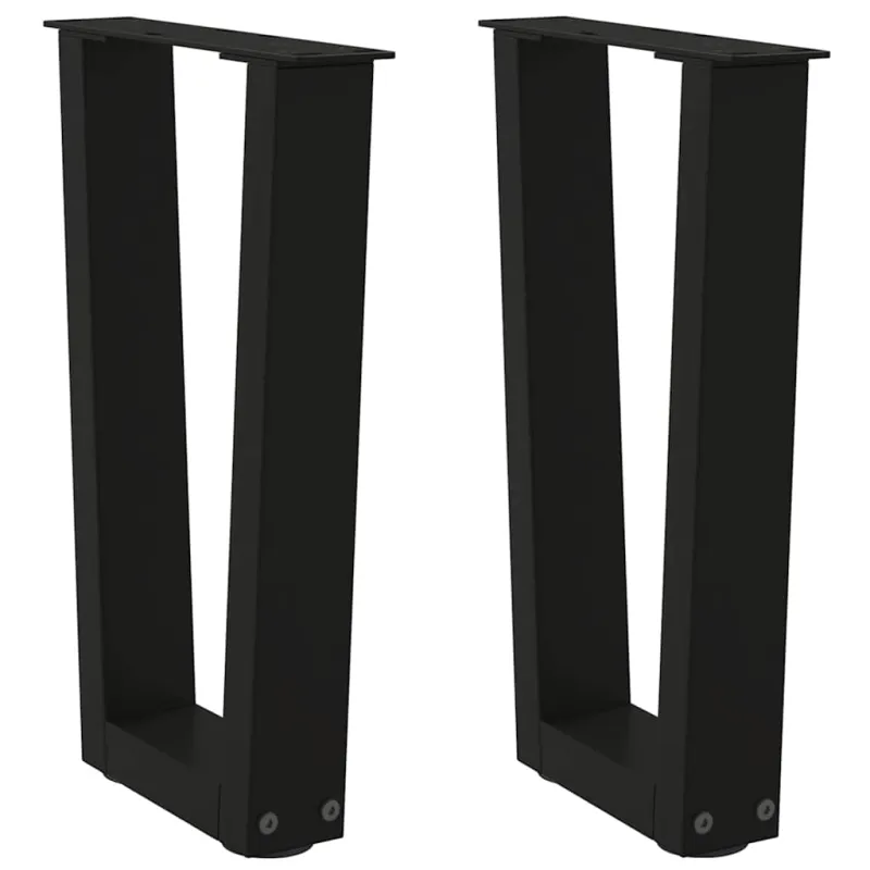 Kavos staliuko kojelės, V formos, 2 vnt., juodos, 28x(42-43,3) cm, plienas