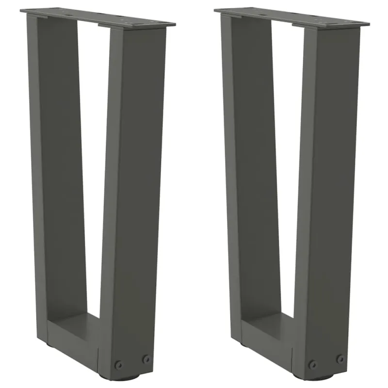Kavos staliuko kojelės, V formos, 2 vnt., antracito spalvos, 28x(42-43,3) cm, plienas