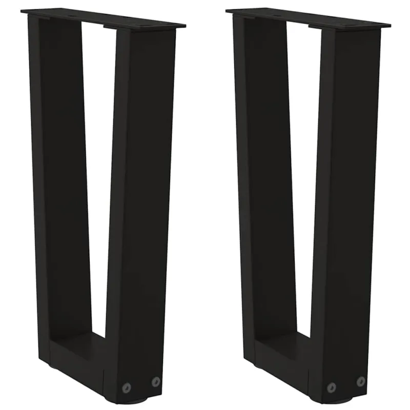 Kavos staliuko kojelės, V formos, 2 vnt., juodos, 38x(42-43,3) cm, plienas