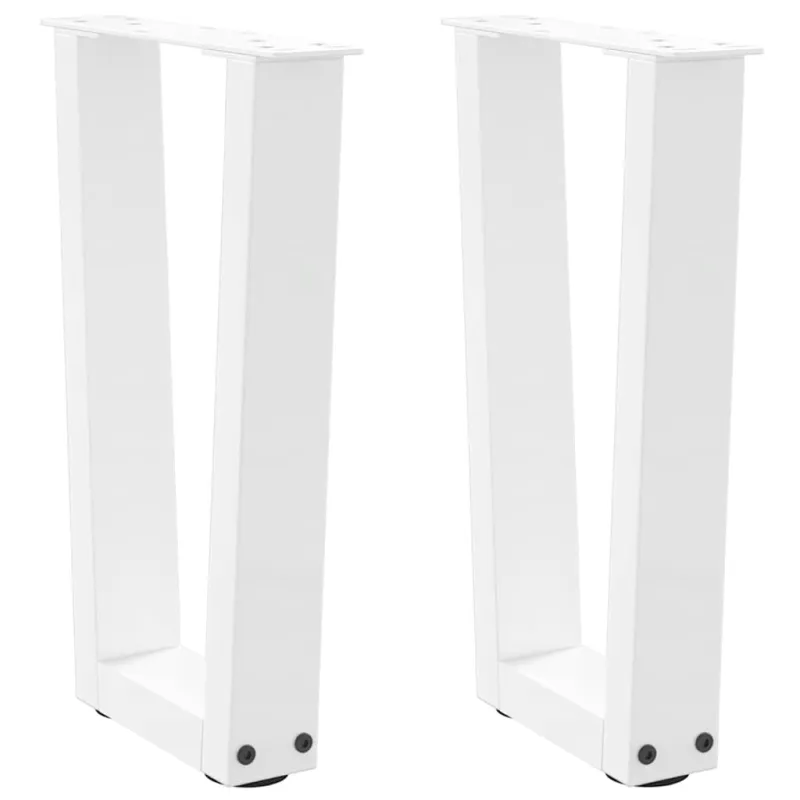 Kavos staliuko kojelės, V formos, 2 vnt., baltos, 38x(42-43,3) cm, plienas