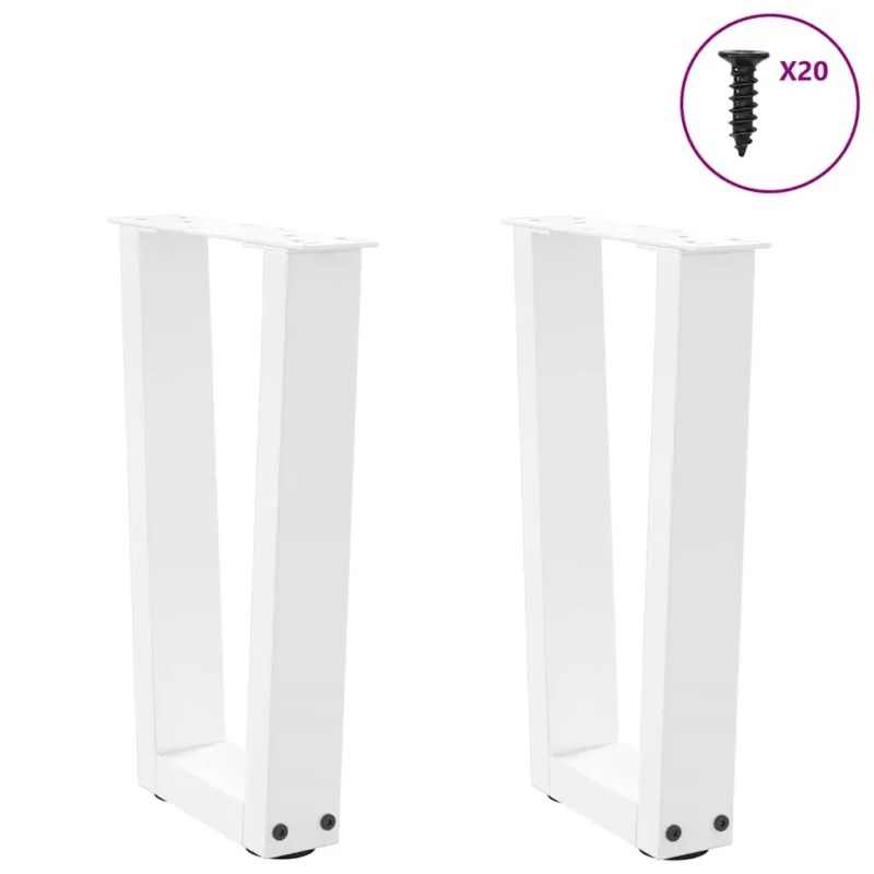 Kavos staliuko kojelės, V formos, 2 vnt., baltos, 38x(42-43,3) cm, plienas