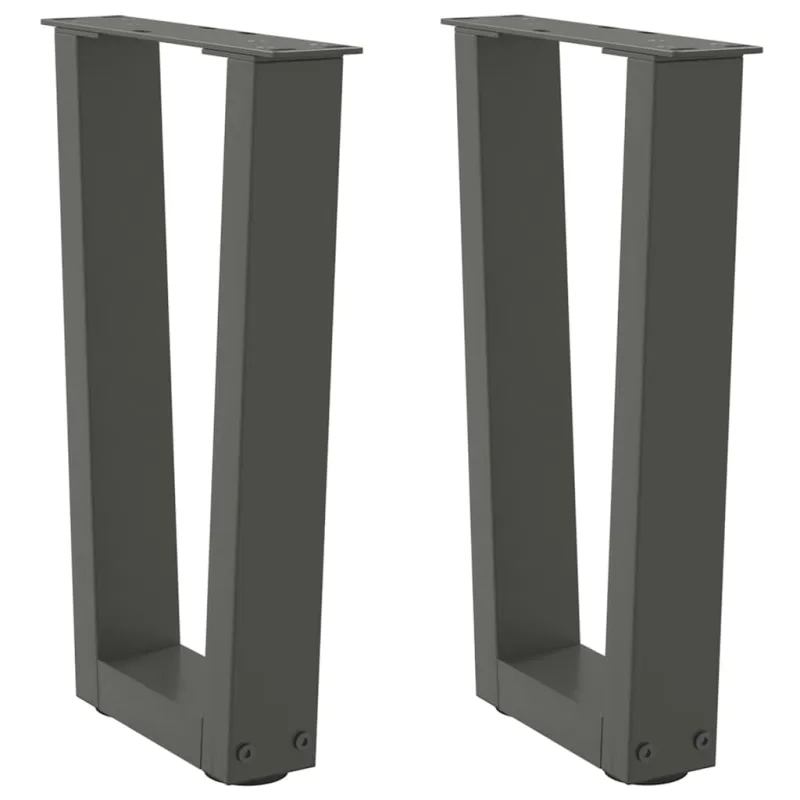 Kavos staliuko kojelės, V formos, 2 vnt., antracito spalvos, 38x(42-43,3) cm, plienas