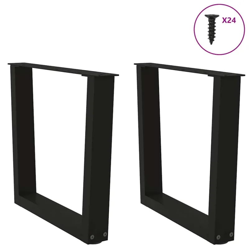 Kavos staliuko kojelės, V formos, 2 vnt., juodos, 50x(42-43,3) cm, plienas