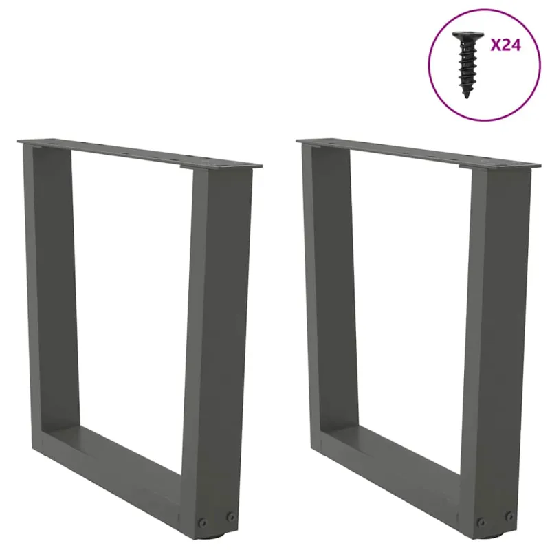Kavos staliuko kojelės, V formos, 2 vnt., antracito spalvos, 50x(42-43,3) cm, plienas