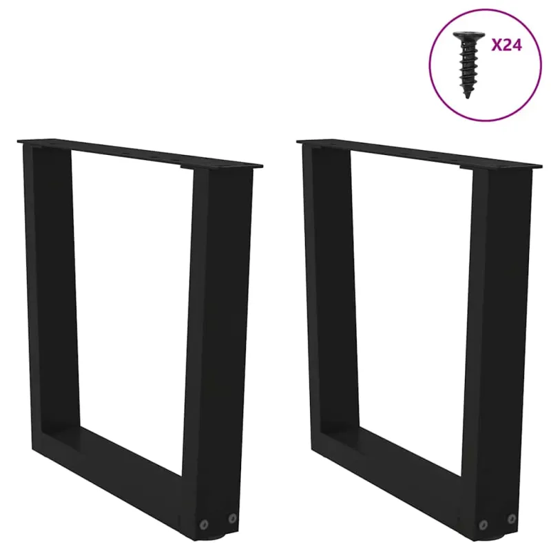 Kavos staliuko kojelės, V formos, 2 vnt., juodos, 60x(42-43,3) cm, plienas