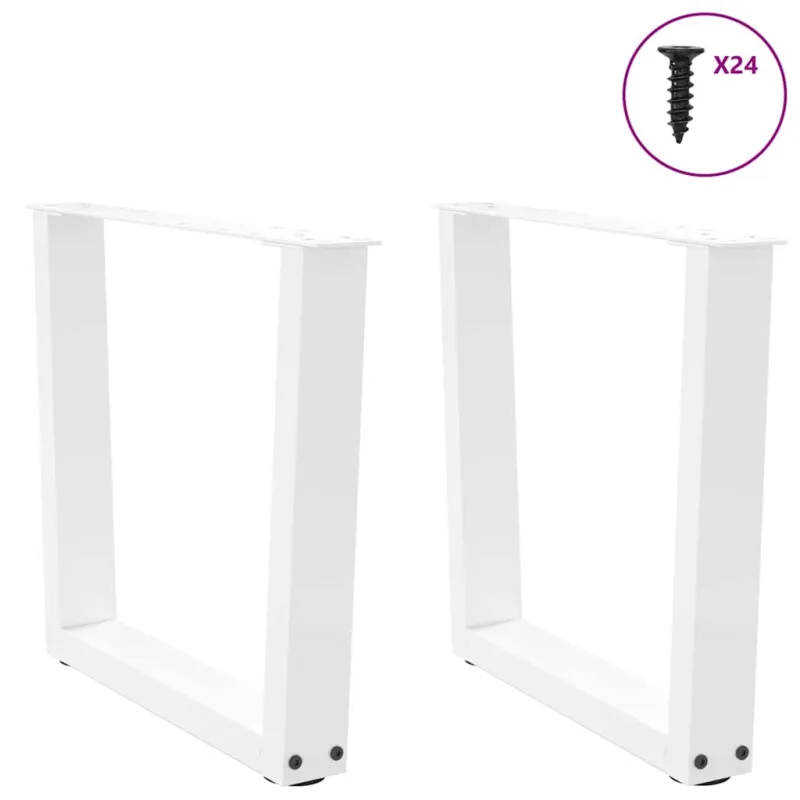 Kavos staliuko kojelės, V formos, 2 vnt., baltos, 60x(42-43,3) cm, plienas