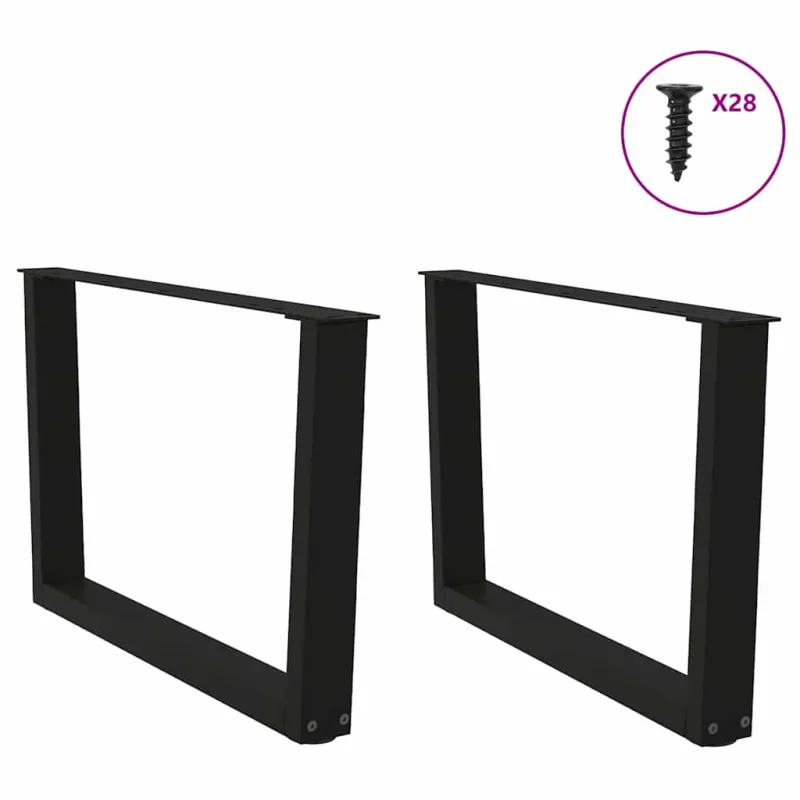 Kavos staliuko kojelės, V formos, 2 vnt., juodos, 70x(42-43,3) cm, plienas