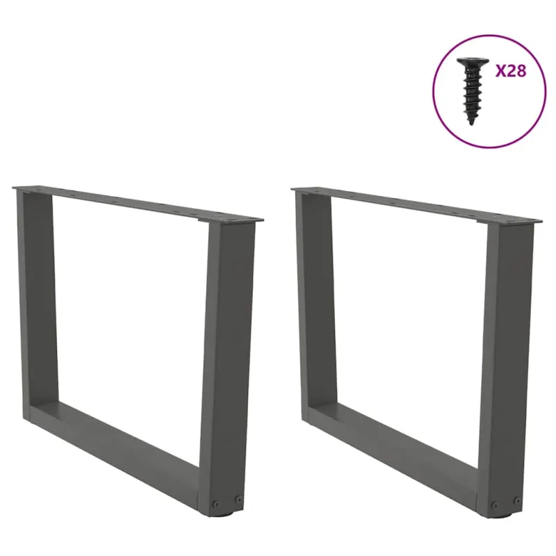 Kavos staliuko kojelės, V formos, 2 vnt., antracito spalvos, 70x(42-43,3) cm, plienas