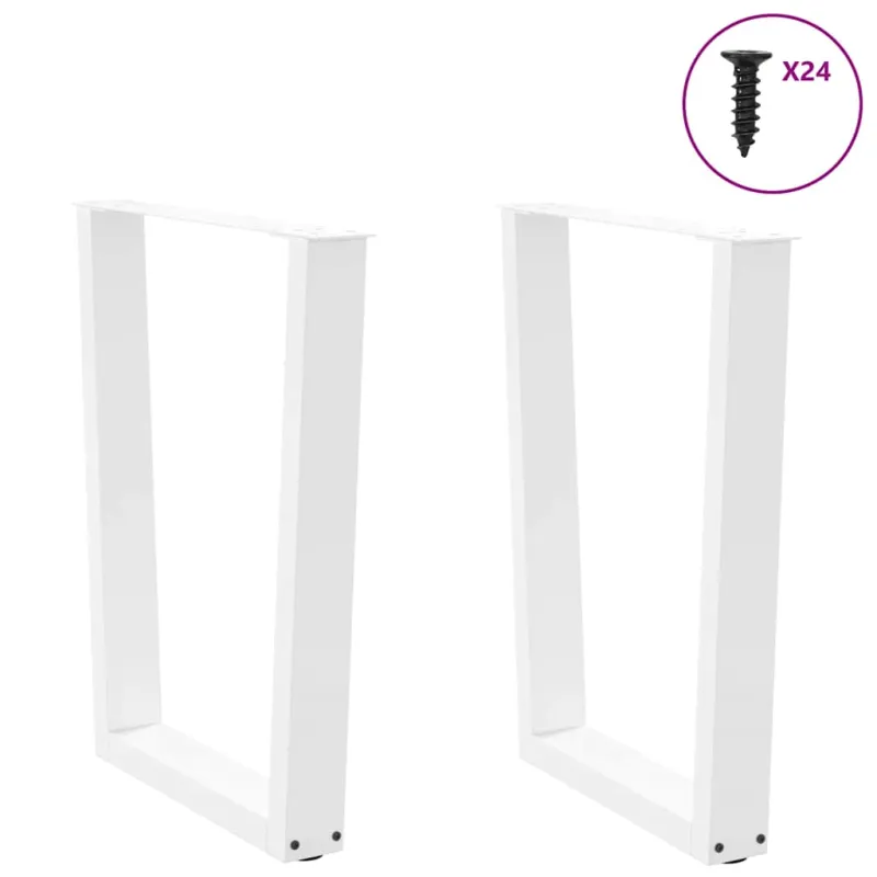 Valgomojo stalo kojelės, 2 vnt., baltos, 60x(72-73,3) cm, plienas, V formos