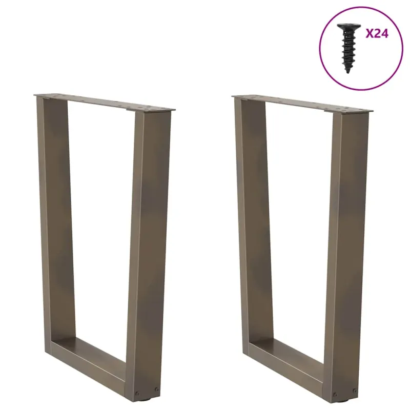 Valgomojo stalo kojelės, V formos, 2 vnt., natūralus plienas, 60x(72-73,3) cm, plienas