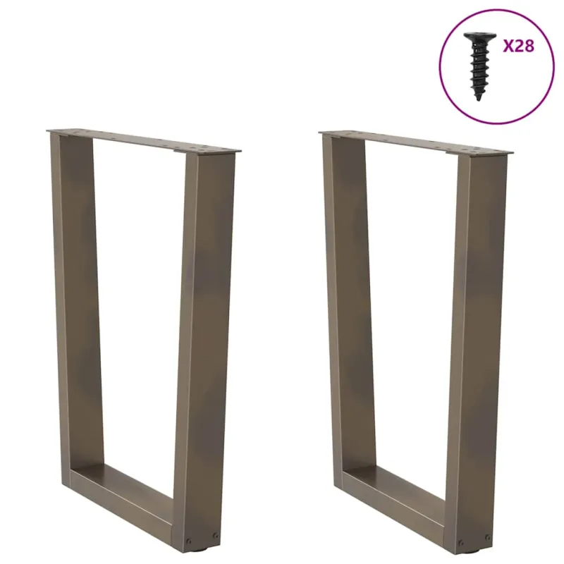Valgomojo stalo kojelės, V formos, 2 vnt., natūralus plienas, 70x(72-73,3) cm, plienas