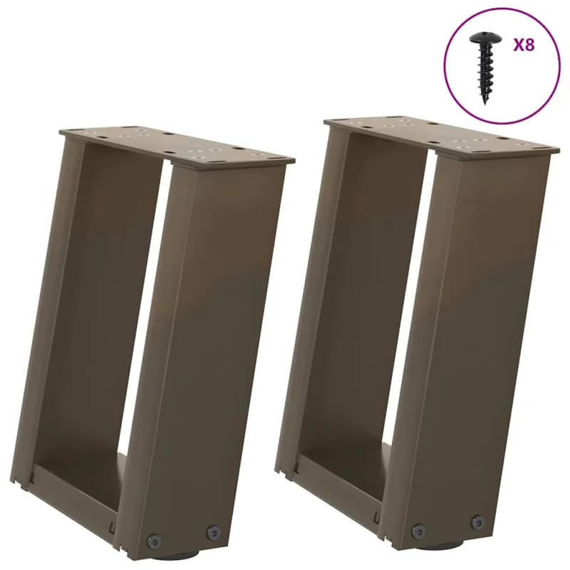 Kavos staliuko kojelės, U formos, 2 vnt., natūralus plienas, 30x(30-31) cm, plienas