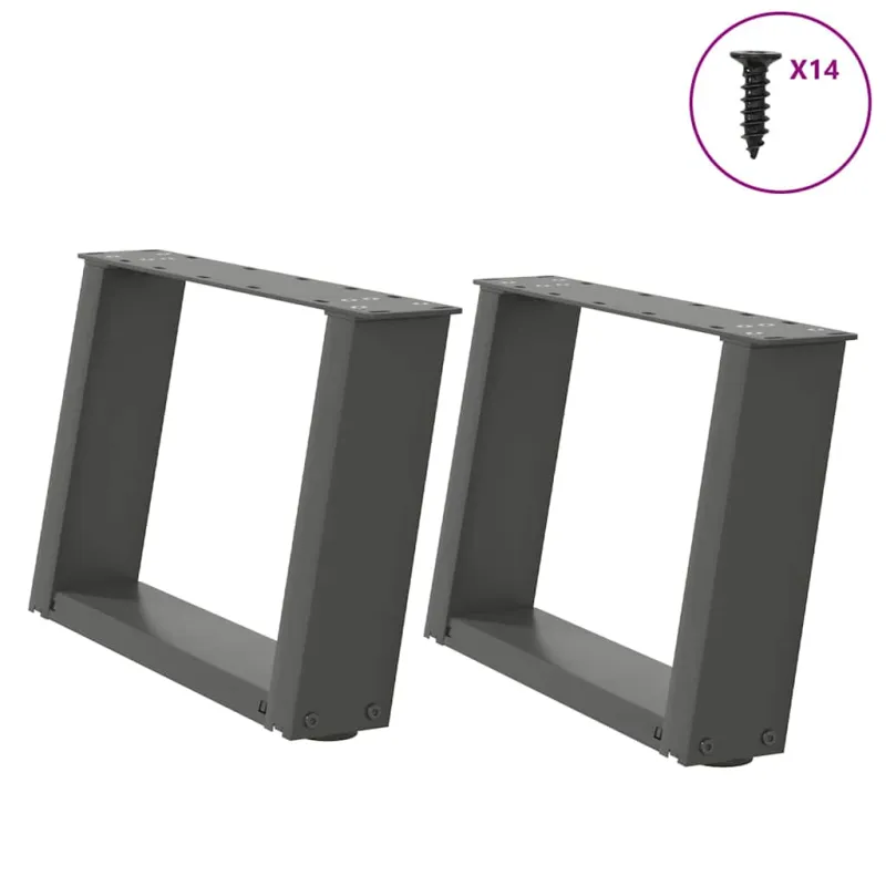Kavos staliuko kojelės, 2 vnt., antracito spalvos, 40x(30-31) cm, plienas, U formos