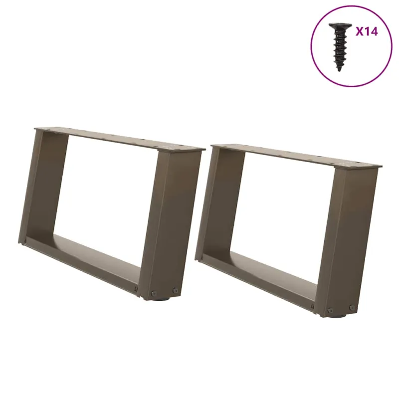 Kavos staliuko kojelės, U formos, 2 vnt., natūralus plienas, 60x(30-31) cm, plienas