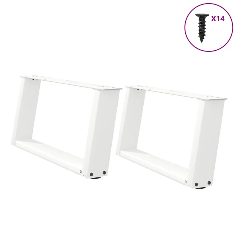 Kavos staliuko kojelės, 2 vnt., baltos, 70x(30-31) cm, plienas, U formos