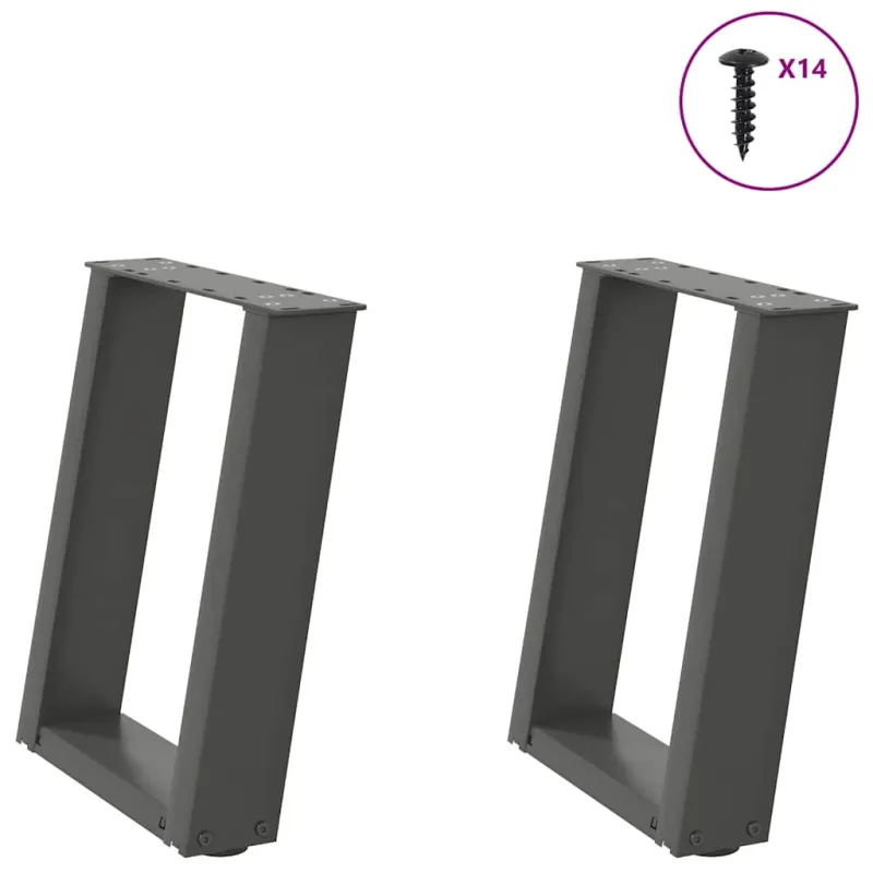 Kavos staliuko kojelės, 2 vnt., antracito spalvos, 38x(42-43) cm, plienas