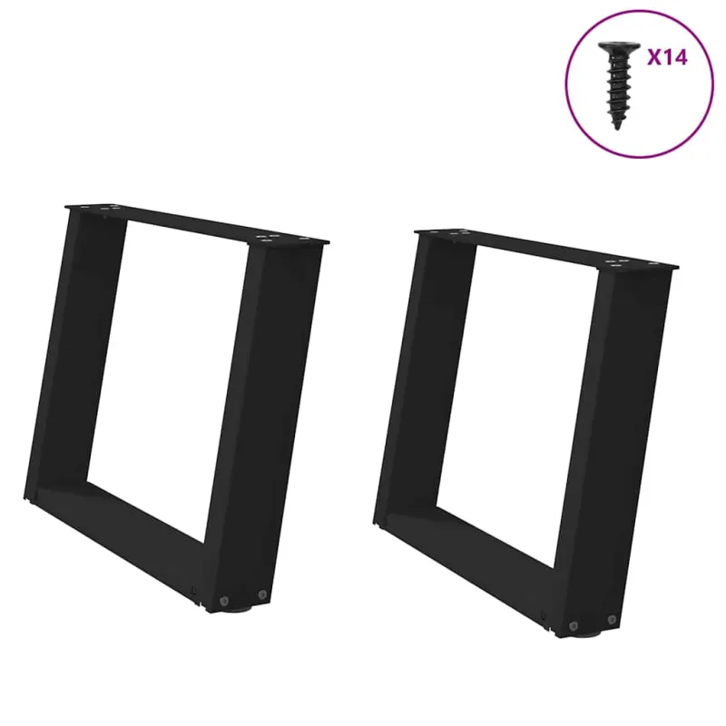 Kavos staliuko kojelės, 2 vnt., juodos, 60x(42-43) cm, plienas, U formos