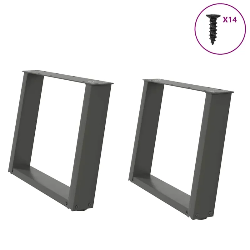 Kavos staliuko kojelės, 2 vnt., antracito spalvos, 70x(42-43) cm, plienas