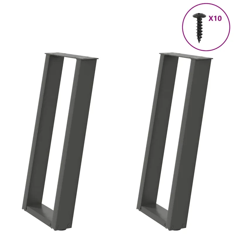 Konsolinio stalo kojelės, U formos, 2 vnt., antracito spalvos, 28x(72-73) cm, plienas