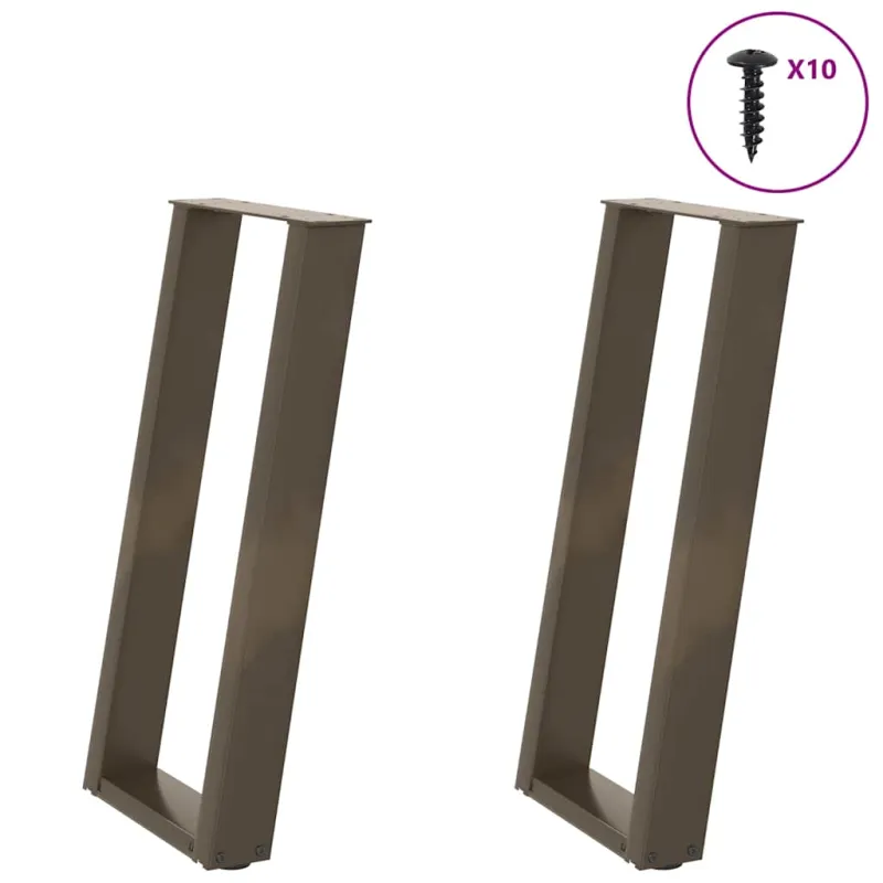 Konsolinio stalo kojelės, U formos, 2 vnt., natūralus plienas, 28x(72-73) cm, plienas