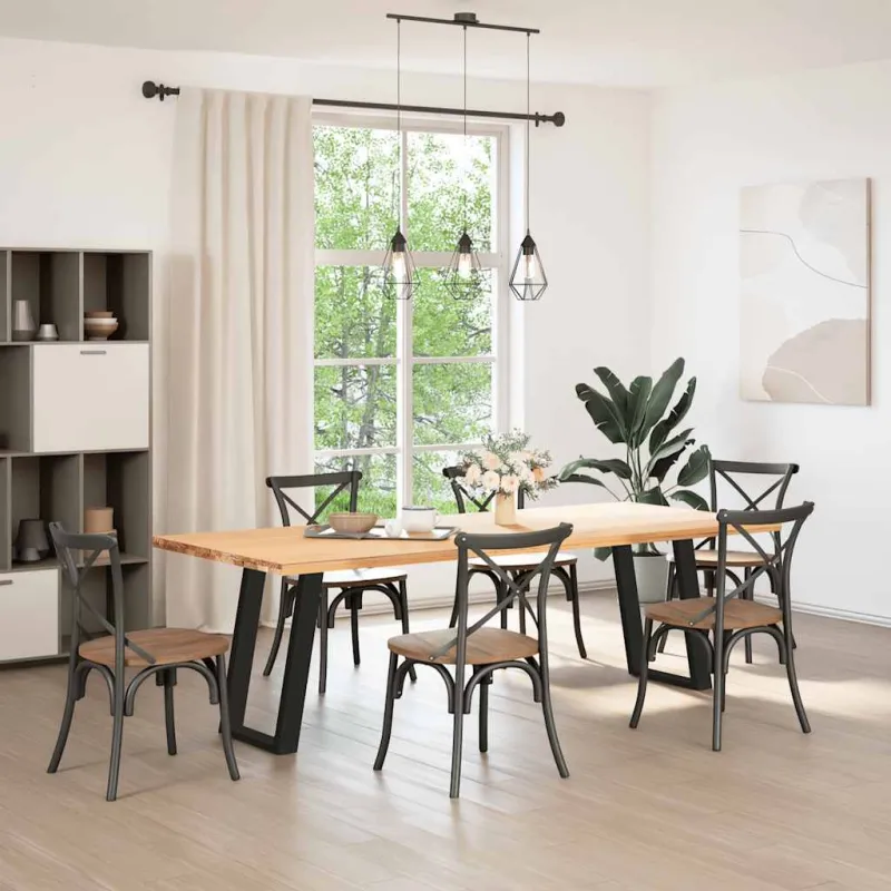 Valgomojo stalo kojelės, 2 vnt., juodos, 60x(72-73) cm, plienas, U formos