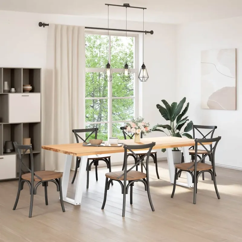 Valgomojo stalo kojelės, 2 vnt., baltos, 60x(72-73) cm, plienas, U formos
