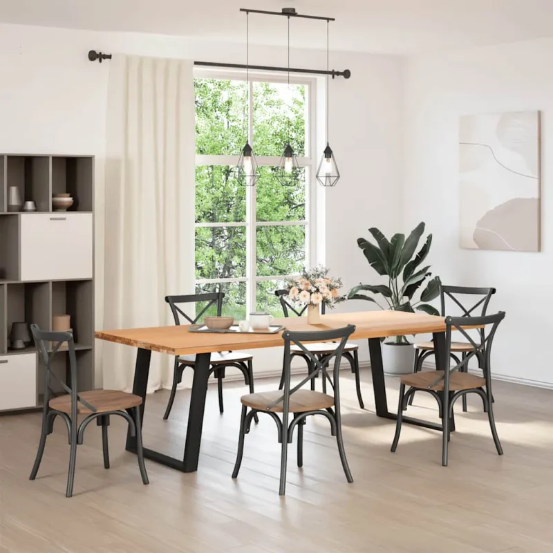 Valgomojo stalo kojelės, 2 vnt., juodos, 70x(72-73) cm, plienas, U formos