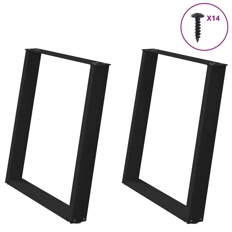 Valgomojo stalo kojelės, 2 vnt., juodos, 80x(72-73) cm, plienas, U formos