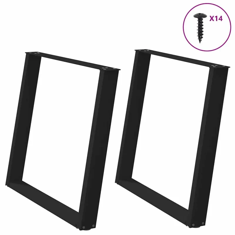 Valgomojo stalo kojelės, 2 vnt., juodos, 90x(72-73) cm, plienas, U formos