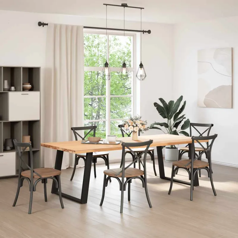 Valgomojo stalo kojelės, 2 vnt., juodos, 90x(72-73) cm, plienas, U formos