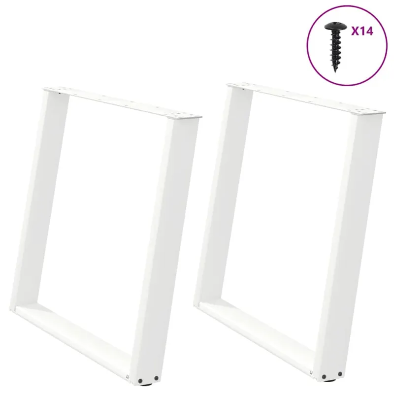 Valgomojo stalo kojelės, 2 vnt., baltos, 90x(72-73) cm, plienas, U formos