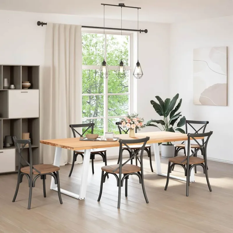 Valgomojo stalo kojelės, 2 vnt., baltos, 90x(72-73) cm, plienas, U formos
