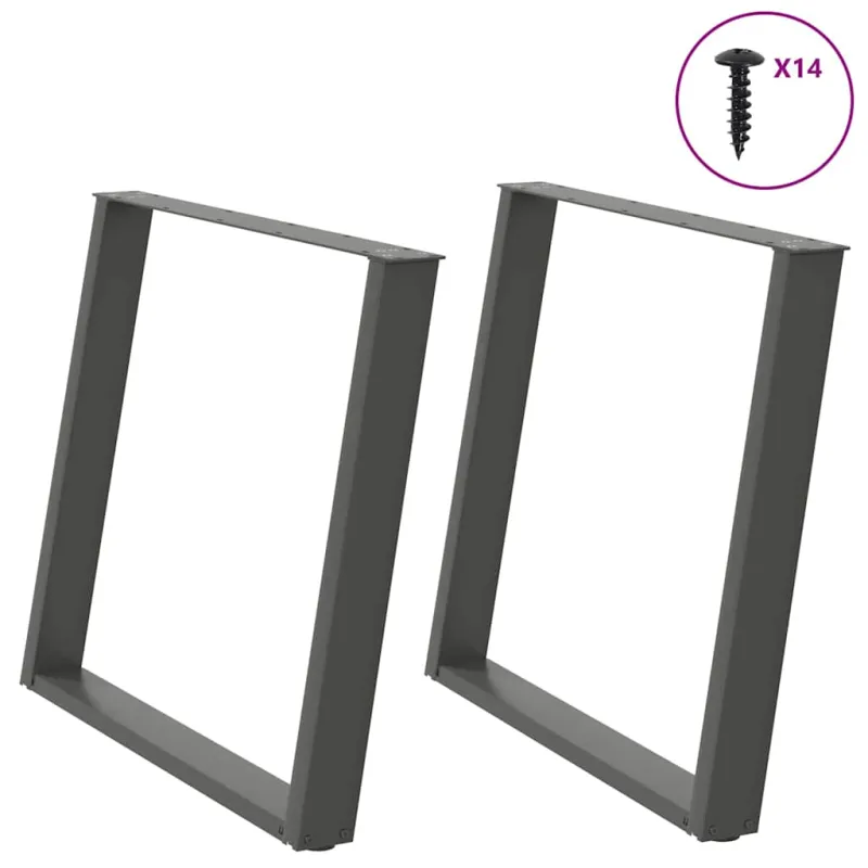 Valgomojo stalo kojos, U formos, 2 vnt., antracito spalvos, 90x(72-73) cm, plienas