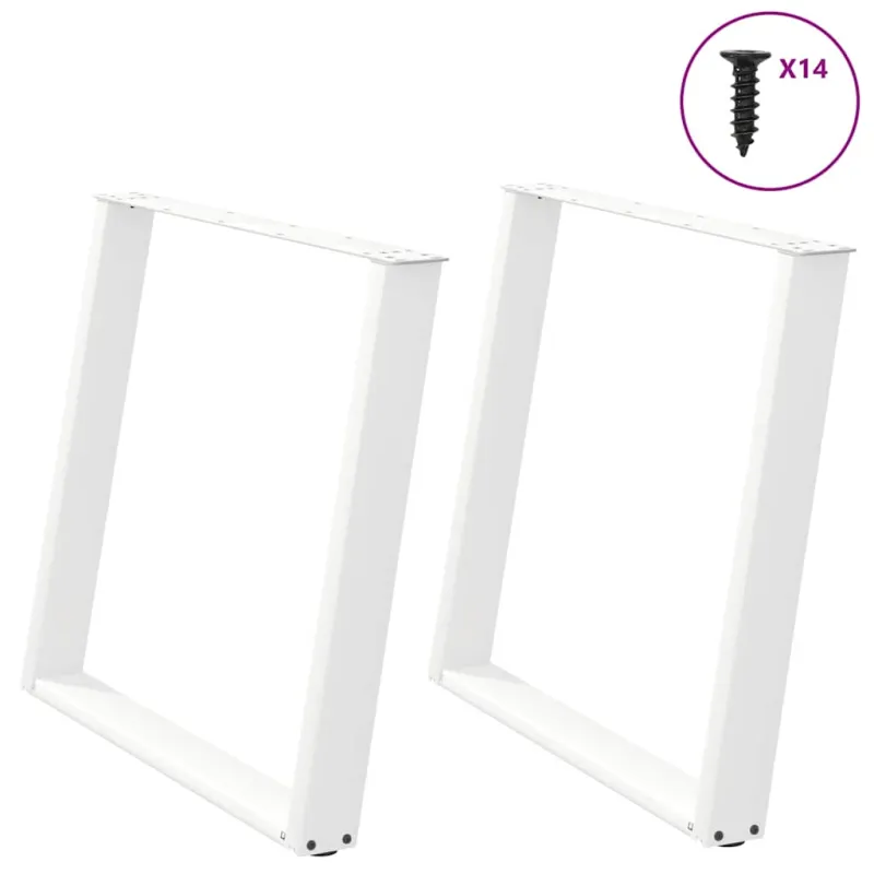 Valgomojo stalo kojelės, 2 vnt., baltos, 100x(72-73) cm, plienas, U formos