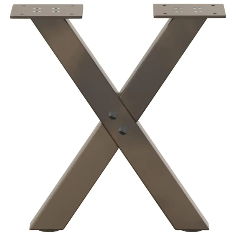 Kavos staliuko kojelės, X formos, 2 vnt., natūralus plienas, 30x(30-31) cm, plienas