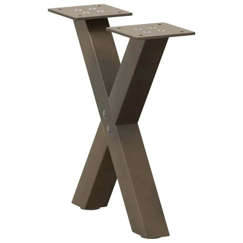 Kavos staliuko kojelės, X formos, 2 vnt., natūralus plienas, 37x(30-31) cm, plienas