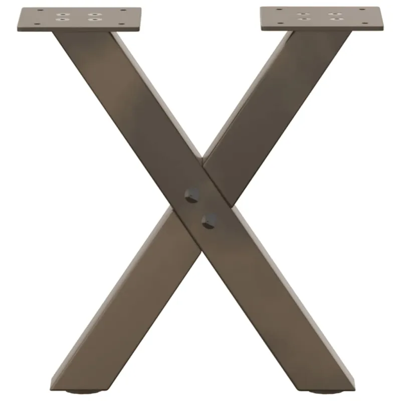 Kavos staliuko kojelės, X formos, 2 vnt., natūralus plienas, 37x(30-31) cm, plienas