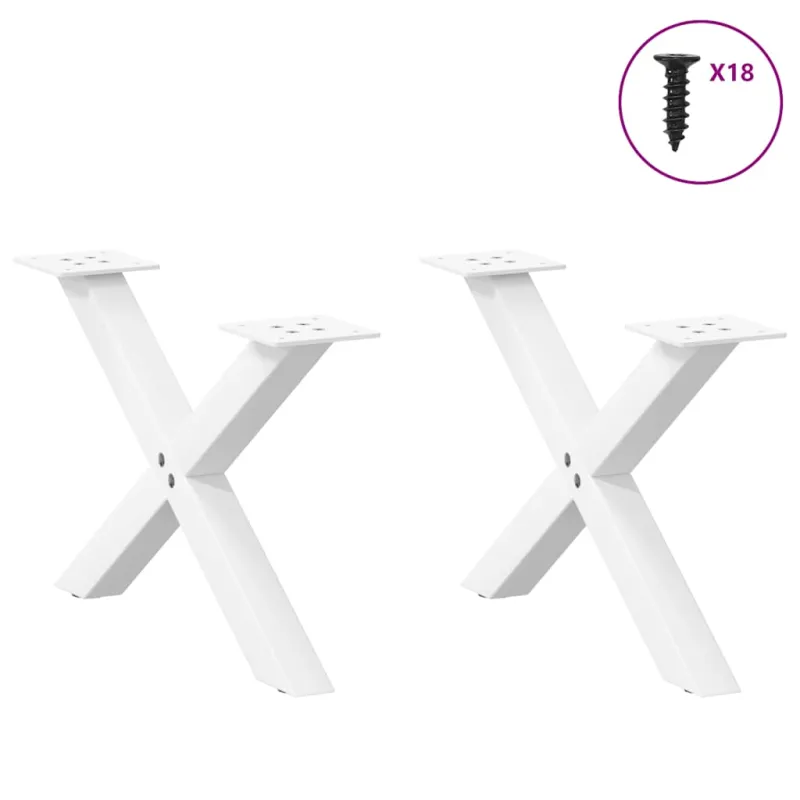 Kavos staliuko kojelės, X formos, 2 vnt., baltos, 50x(30-31) cm, plienas