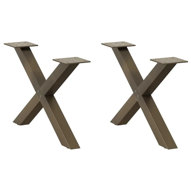 Kavos staliuko kojelės, X formos, 2 vnt., natūralus plienas, 50x(30-31) cm, plienas