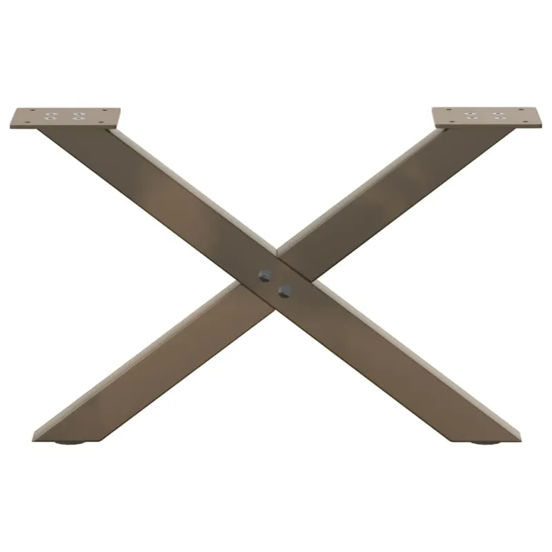 Kavos staliuko kojelės, X formos, 2 vnt., natūralus plienas, 50x(30-31) cm, plienas