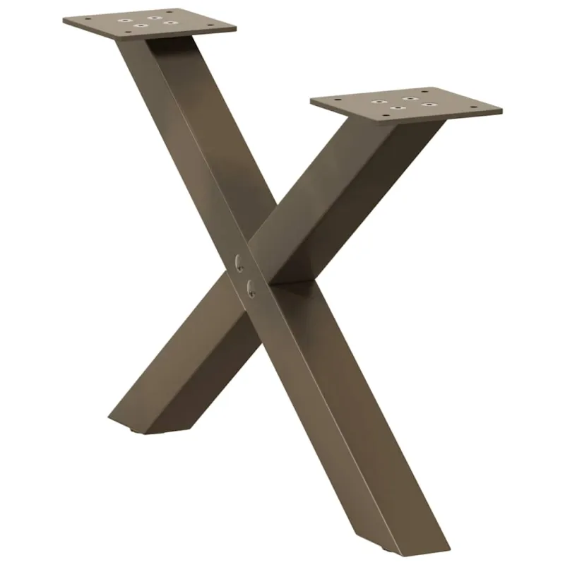 Kavos staliuko kojelės, X formos, 2 vnt., natūralus plienas, 50x(30-31) cm, plienas