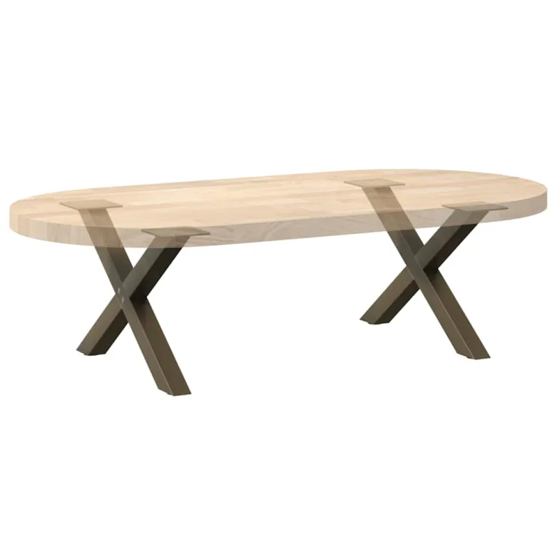 Kavos staliuko kojelės, X formos, 2 vnt., natūralus plienas, 50x(30-31) cm, plienas